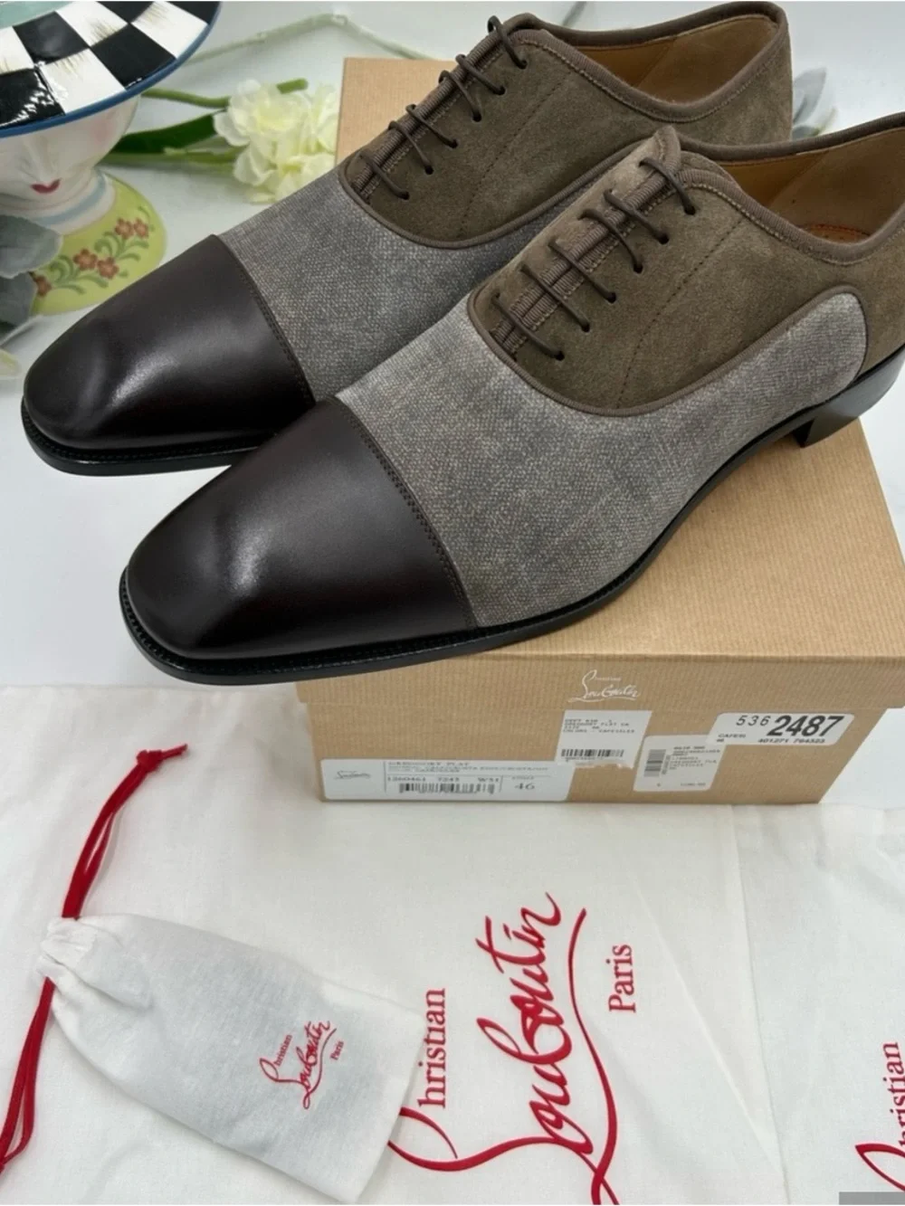 Men's Christian Louboutin Gregory velvet Twill and Leather Oxford's size 43.5